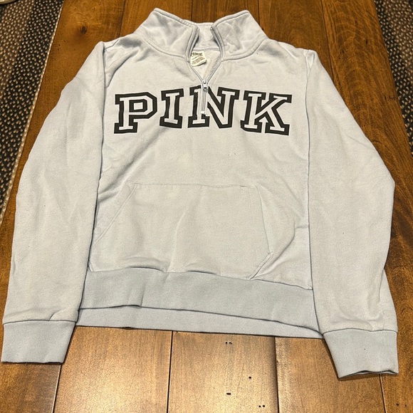 Pink Victoria’s Secret Blue Sweatshirt with Collar (Small) - Picture 1 of 1